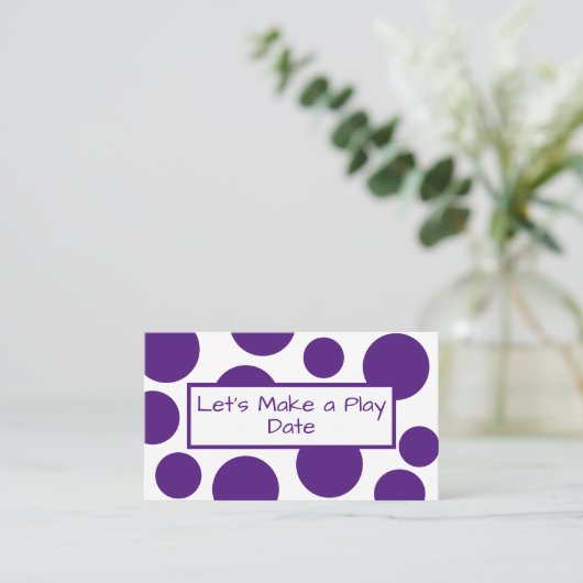 Paarse Polka Dot Play Datum Visitekaartje (Staand voorkant)