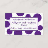 Paarse Polka Dot Play Datum Visitekaartje (Achterkant)
