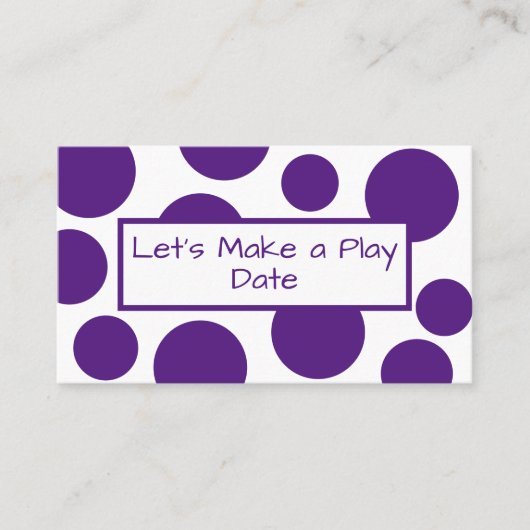 Paarse Polka Dot Play Datum Visitekaartje (Voorkant)