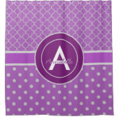 Paarse Polka Dot Quatrefoil Douchegordijn (Voorkant)