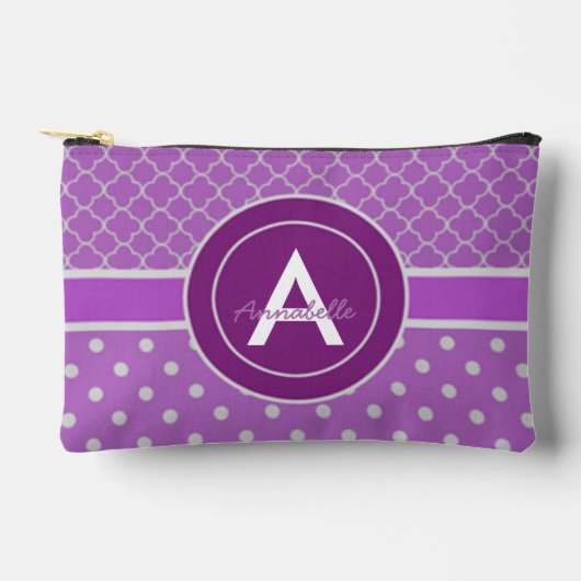Paarse Polka Dot Quatrefoil Etui (Voorkant)