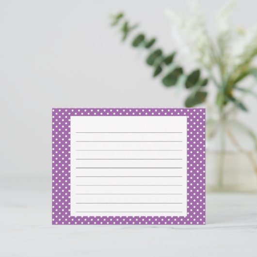 Paarse Polka Dot Recipcard Briefkaart (Staand voorkant)