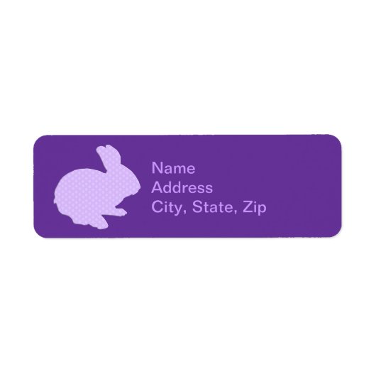 Paarse Polka Dot Silhouette Bunny Adresetiketten Etiket (Voorkant)