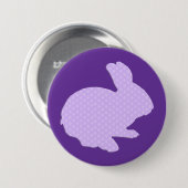 Paarse Polka Dot Silhouette Easter Bunny Button (Voorkant /achterkant)