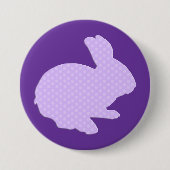 Paarse Polka Dot Silhouette Easter Bunny Button (Voorkant)