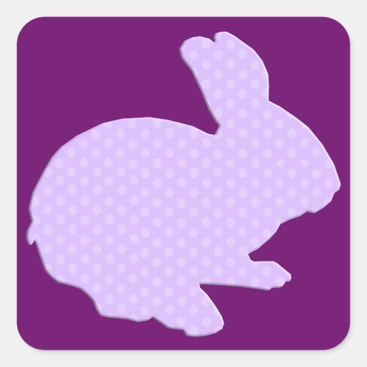 Paarse Polka Dot Silhouette Easter Bunny Stickers (Voorkant)