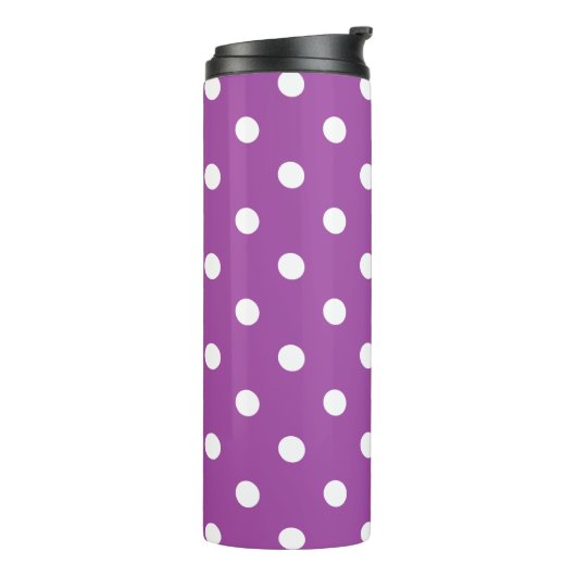 Paarse Polka Dot Thermosbeker (Gedraaid links)