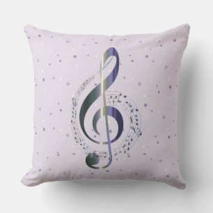 Paarse Polka Dot Treble Clef Muziek Kussen