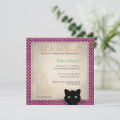 Paarse Polka Dot Trick Treat Halloween Birthday Kaart (Staand voorkant)