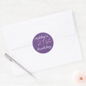 Paarse Polka Dots 21st Verjaardag Custom Name Ronde Sticker (Envelop)