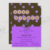 Paarse Polka Dots Baby shower Uitnodiging (Voorkant / Achterkant)