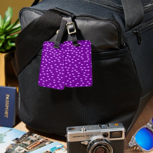 Paarse Polka Dots Bagagelabel (Voorkant /achterkant)