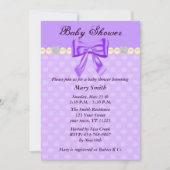 Paarse Polka Dots Bow Baby shower Uitnodiging (Voorkant)