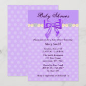 Paarse Polka Dots Bow Baby shower Uitnodiging (Voorkant / Achterkant)