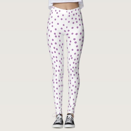 Paarse Polka Dots Cute & Preppy Leggings (Voorkant)