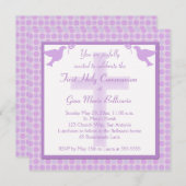 Paarse Polka Dots Eerste Heilige Communauteit Uitn Kaart (Voorkant / Achterkant)