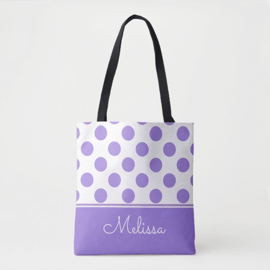 Paarse Polka Dots | Gepersonaliseerd Tote Bag (Voorkant)