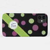 Paarse Polka Dots, Green Polka Dots, Monogram Case-Mate iPhone Case (Achterkant (horizontaal))