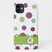 Paarse Polka Dots, Green Polka Dots, Monogram Case-Mate iPhone Case (Achterkant)