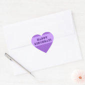 Paarse Polka Dots Happy Birthday Hart Sticker (Envelop)