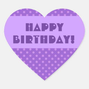 Paarse Polka Dots Happy Birthday Hart Sticker