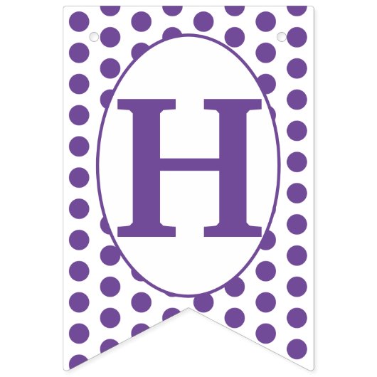 Paarse polka dots Happy Birthday Vlaggetjes (Tweede vlag)