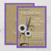 Paarse Polka Dots Jar and Flowers Vrijgezellenfees Kaart (Voorkant / Achterkant)