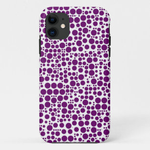 Paarse Polka Dots op witte achtergrond Case-Mate iPhone Case