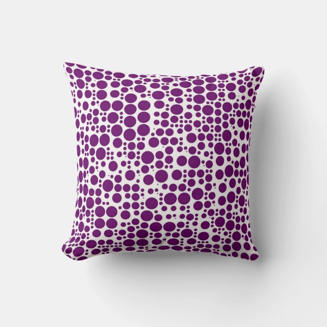 Paarse Polka Dots op witte achtergrond Kussen (Voorkant)