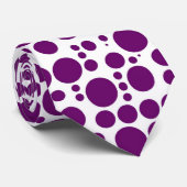 Paarse Polka Dots op witte achtergrond Stropdas (Opgerold)