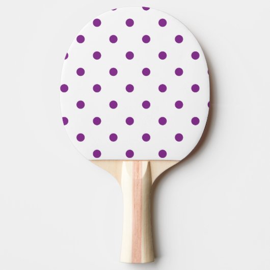 Paarse Polka Dots op witte achtergrond Tafeltennisbatje (Voorkant)