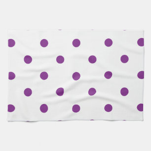 Paarse Polka Dots op witte achtergrond Theedoek