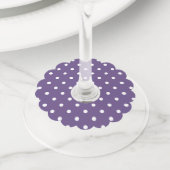 Paarse Polka Dots Papier Wijnglas Labels (Dichtbij)