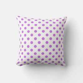 Paarse Polka Dots Pattern on White Background Kussen