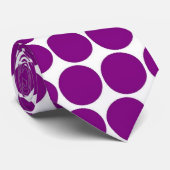 Paarse Polka Dots Pattern on White Stropdas (Opgerold)