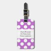 Paarse Polka Dots, Polka Dot Pattern, Monogram Bagagelabel (Voorkant verticaal)