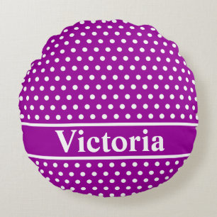 Paarse Polka Dots Rond Kussen