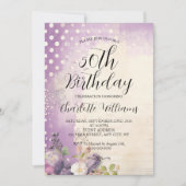 Paarse Polka Dots Vrouwen 50ste Verjaardag Kaart (Voorkant)