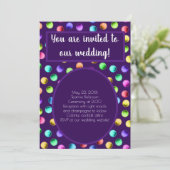 Paarse Polka-Dotted Wedding Kaart (Staand voorkant)