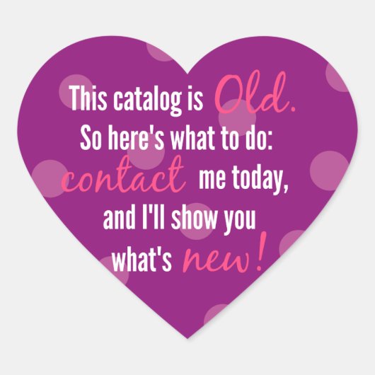 paarse polka gestippelde hart catalogus stickers (Voorkant)