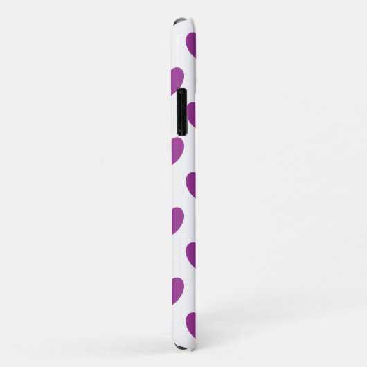 Paarse polka-harten op wit Case-Mate iPhone case (Achterkant/rechts)