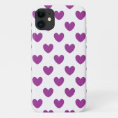 Paarse polka-harten op wit Case-Mate iPhone case (Achterkant)