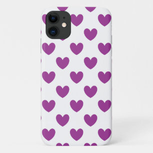 Paarse polka-harten op wit Case-Mate iPhone case