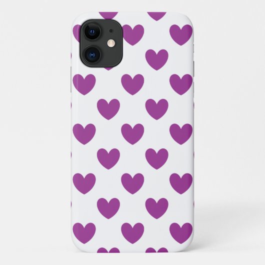 Paarse polka-harten op wit Case-Mate iPhone case (Achterkant)