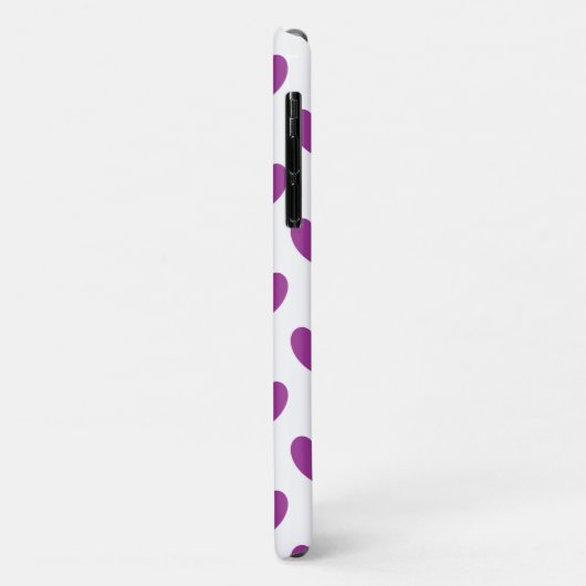 Paarse polka-harten op wit Case-Mate iPhone case (Achterkant/links)