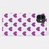 Paarse polka-harten op wit Case-Mate iPhone case (Achterkant (horizontaal))