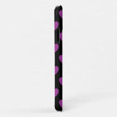 Paarse polka-harten op zwart Case-Mate iPhone case (Achterkant/rechts)