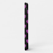 Paarse polka-harten op zwart Case-Mate iPhone case (Achterkant/links)