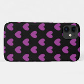 Paarse polka-harten op zwart Case-Mate iPhone case (Achterkant (horizontaal))