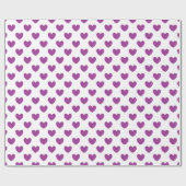 Paarse polka harten wit cadeaupapier (Vlak)
